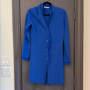 Manrico Cashmere Royal Blue Long Button Front Cardigan